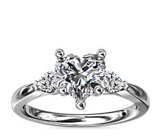 Pear Sidestone Diamond Engagement Ring in 18k White Gold